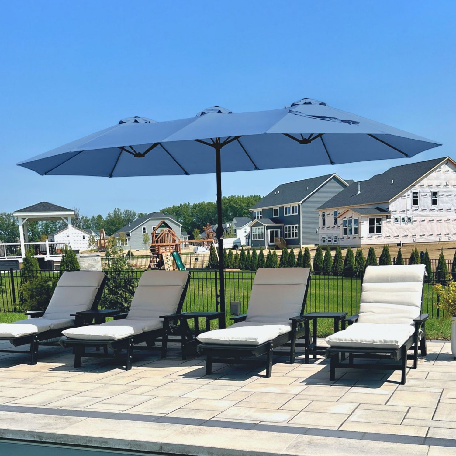 15ft Double-Sided Patio Extra Large Twin Umbrella with Base