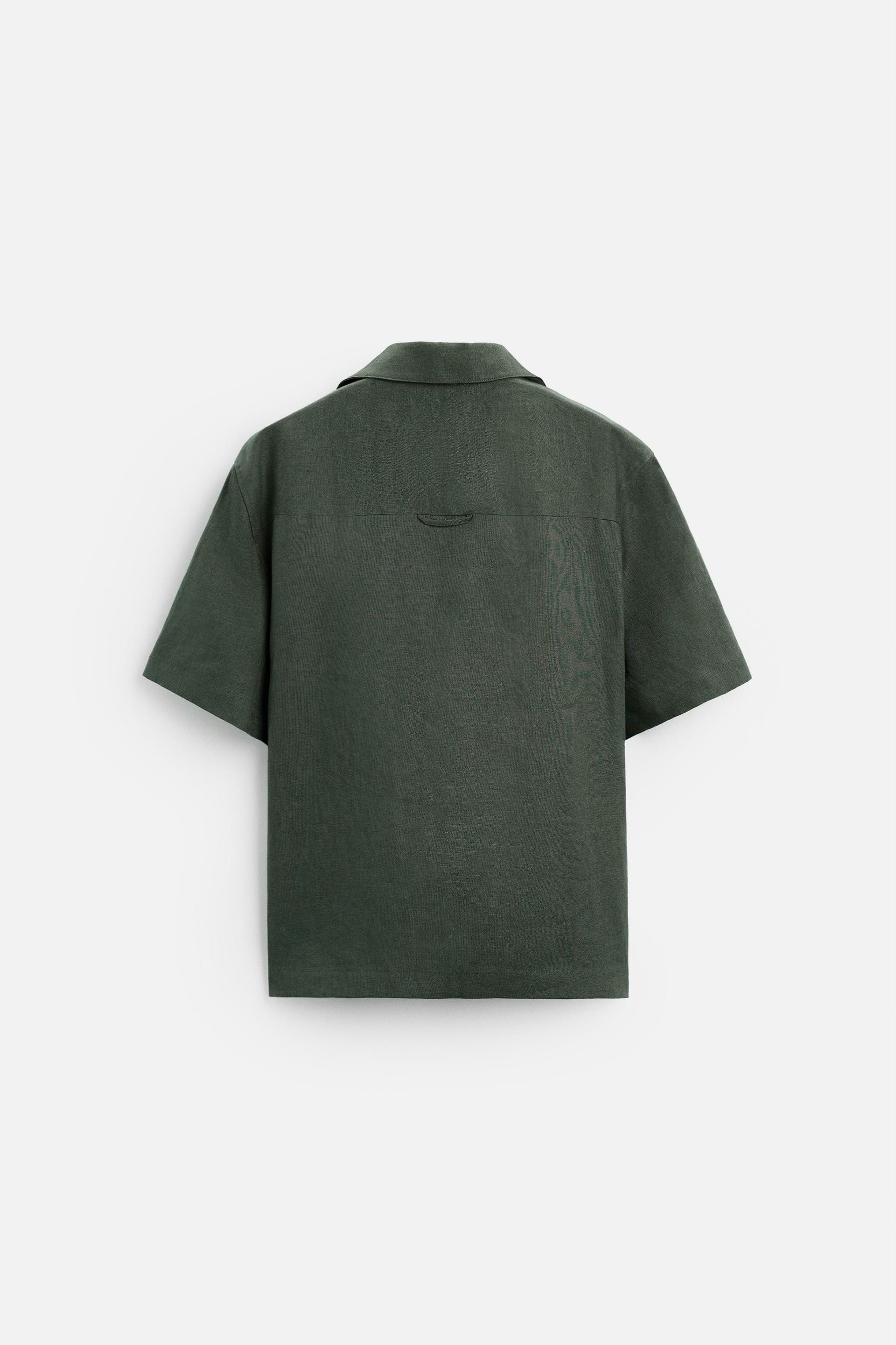 Linen shirt buttons army green