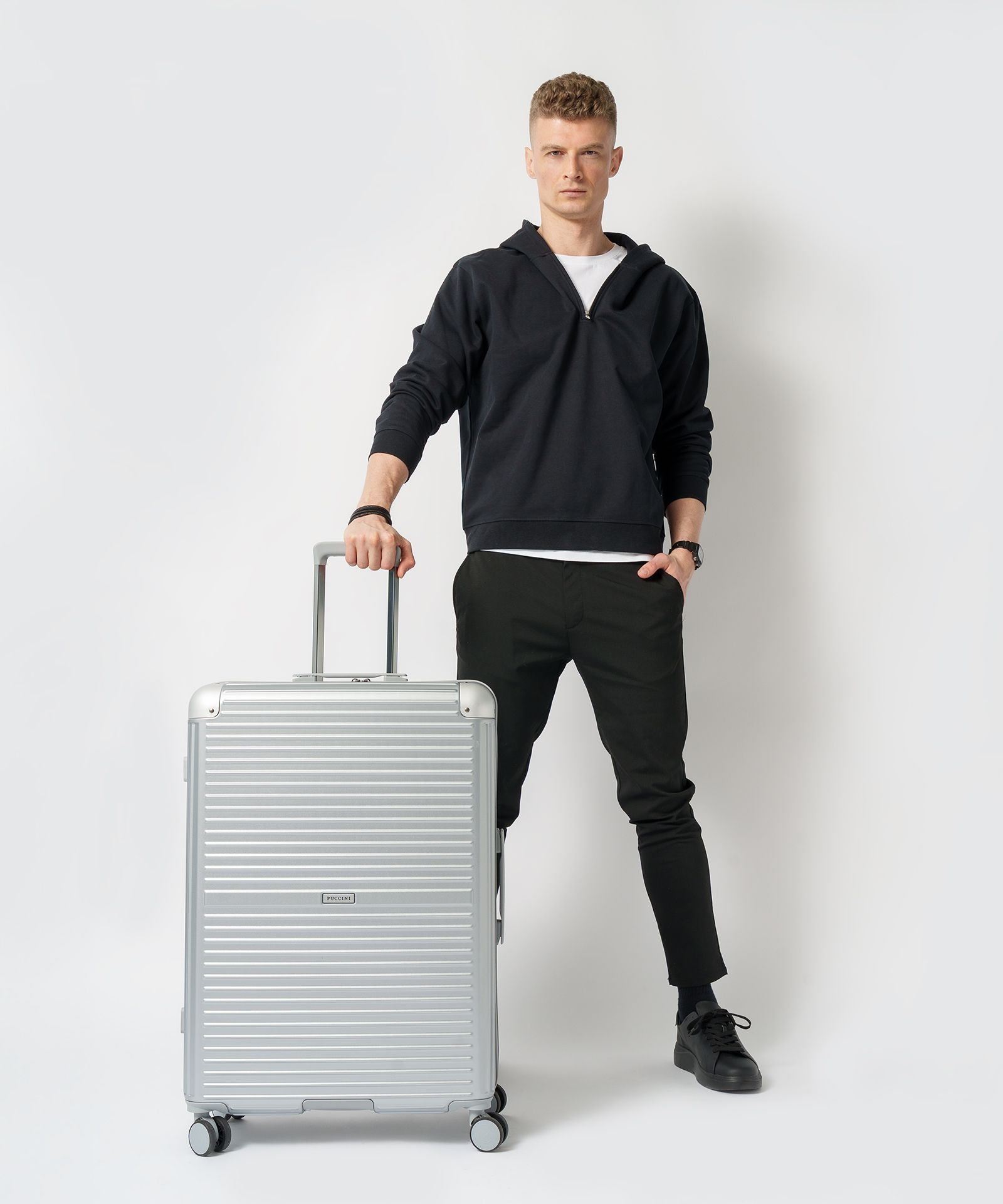 Set 3 Walizek na Kółkach z Aluminiowymi Narożnikami Srebrnych