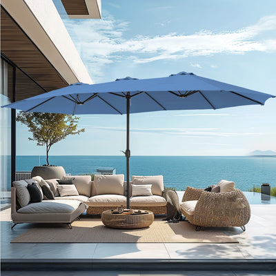 15ft Double-Sided Patio Extra Large Twin Umbrella with Base