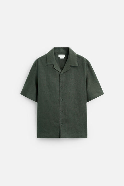 Linen shirt buttons army green