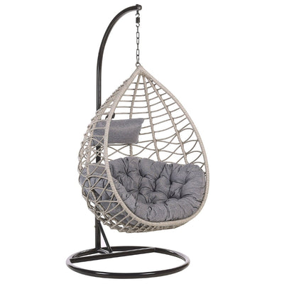 Deluxe Hanging Chair with Stand & Cushions – Grey