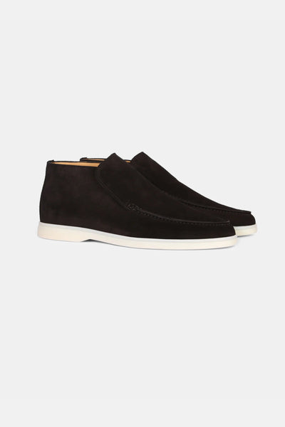 High suede loafers black