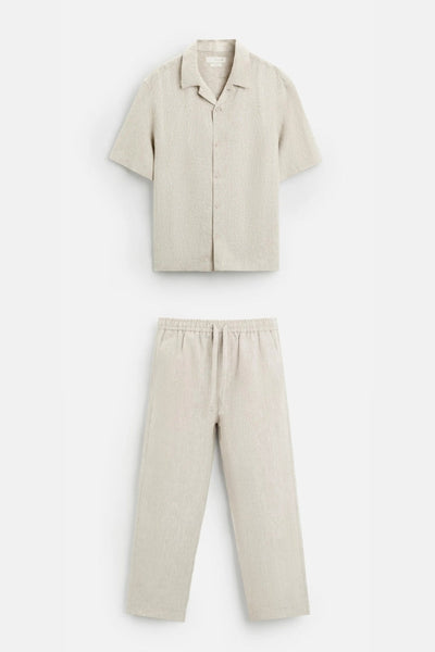 Premium linen summer set taupe
