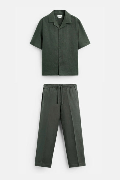 Premium linen summer set army green