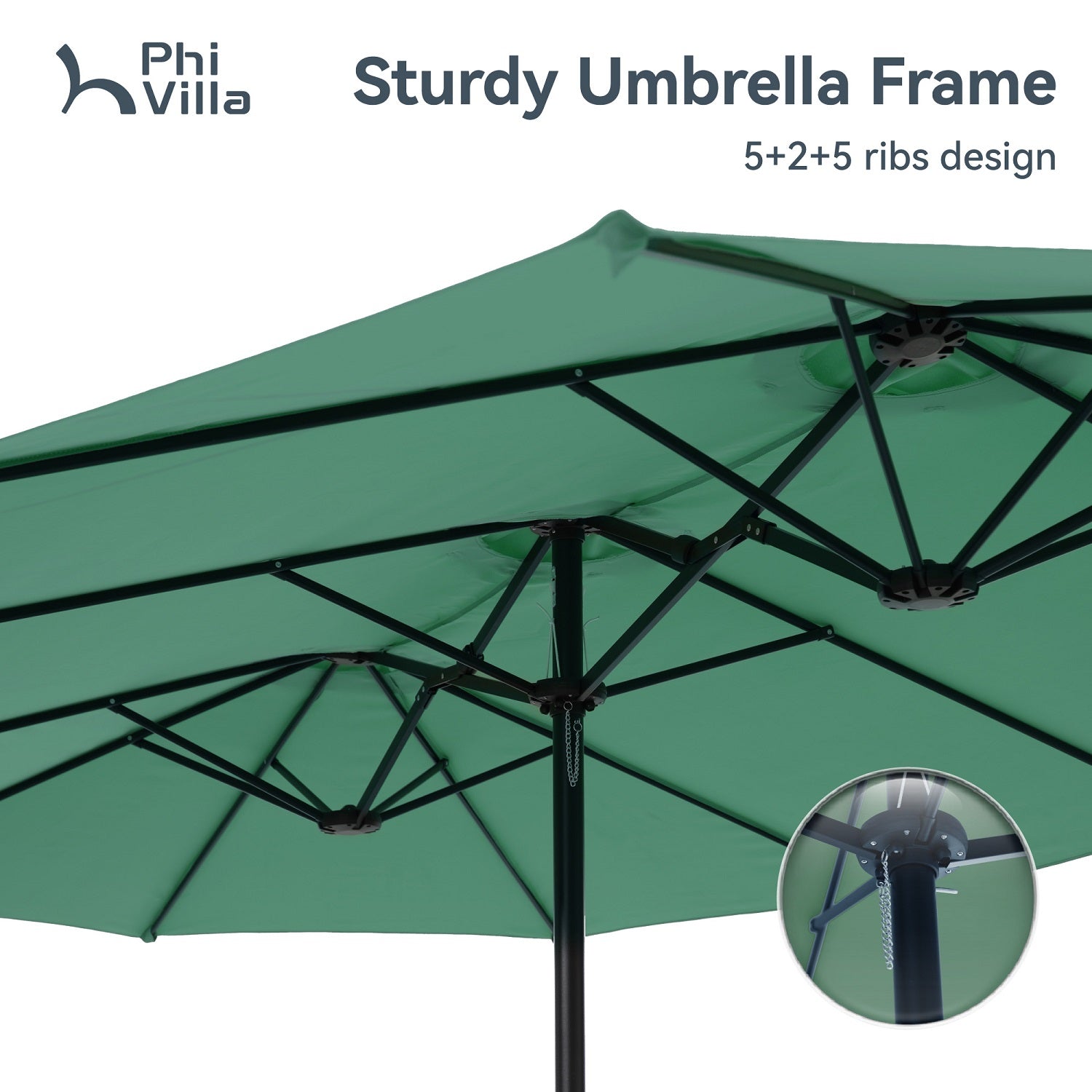 15ft Double-Sided Patio Extra Large Twin Umbrella with Base