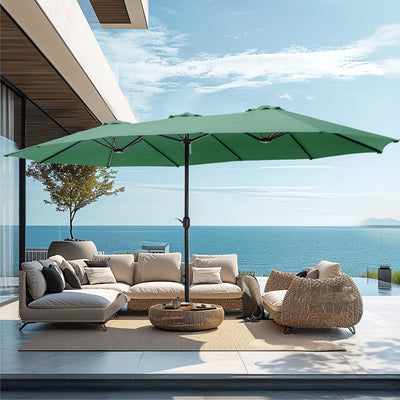 15ft Double-Sided Patio Extra Large Twin Umbrella with Base