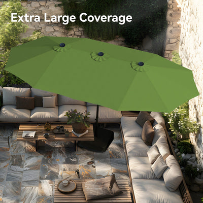 15ft Double-Sided Patio Extra Large Twin Umbrella with Base