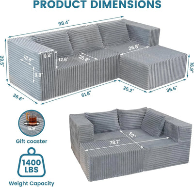"Boneless Couch Grey" - Kanapa bez ramy Szara
